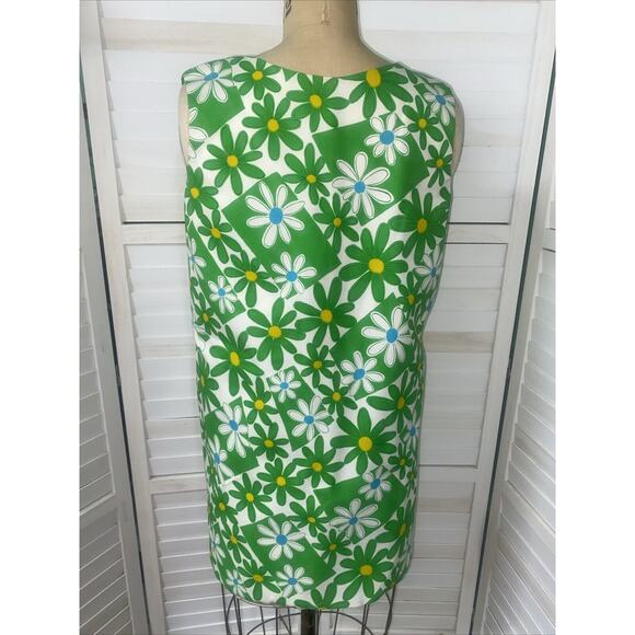 Vintage Handmade 60's 70's Shirt Lime Green Daisy Cutout Sleeves Open Front Med - Picture 4 of 6